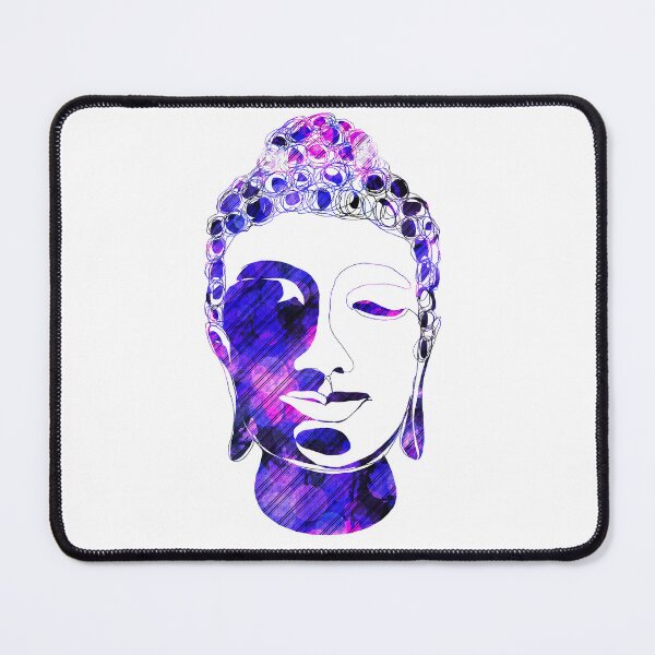Item preview, Hand drawn Buddha Silhouette Cool Purple Black Diagonals  designed and sold by AMSonArt.