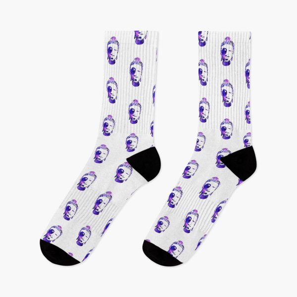 Item preview, Hand drawn Buddha Silhouette Cool Purple Black Diagonals  designed and sold by AMSonArt.
