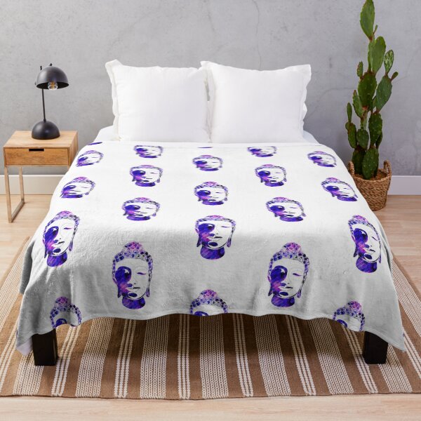 Item preview, Hand drawn Buddha Silhouette Cool Purple Black Diagonals  designed and sold by AMSonArt.