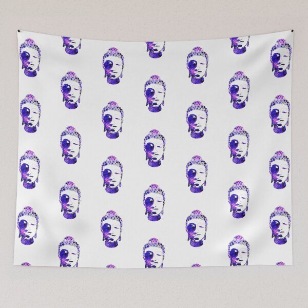 Item preview, Hand drawn Buddha Silhouette Cool Purple Black Diagonals  designed and sold by AMSonArt.