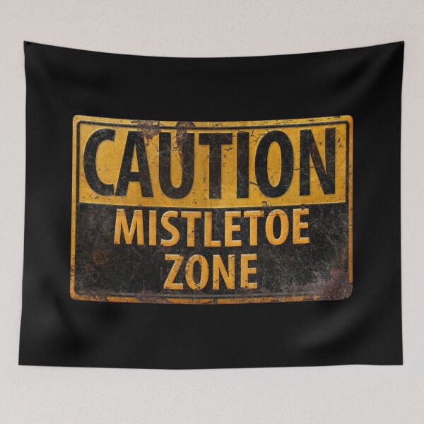 Item preview, CAUTION, Mistletoe Zone - Metal Danger Warning Sign - Funny Christmas Kiss designed and sold by 26-Characters.