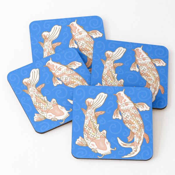 Item preview, Koi Fish on Blue Background Design  designed and sold by Ellora  Roy.
