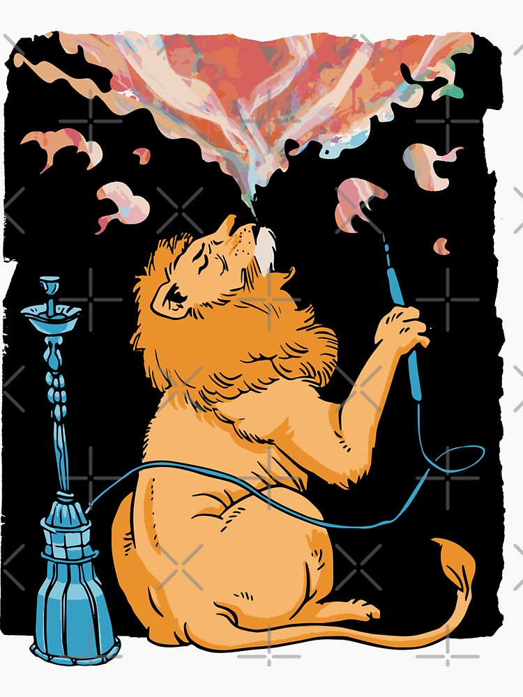 Thumbnail 3 von 3, Sticker, Lustiger Löwe, der eine Shisha raucht | Shisha-Liebhaber designt und verkauft von BeautyofColor.