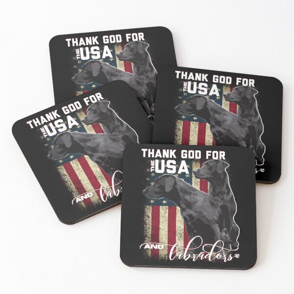 Item preview, Thank God for the USA and Labradors, Two Labrador Retrievers and American Flag  designed and sold by LifeCrush.