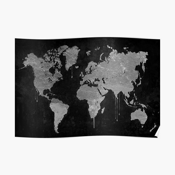 Silver World Map Wall Art Silver World Map Wall Art | Redbubble