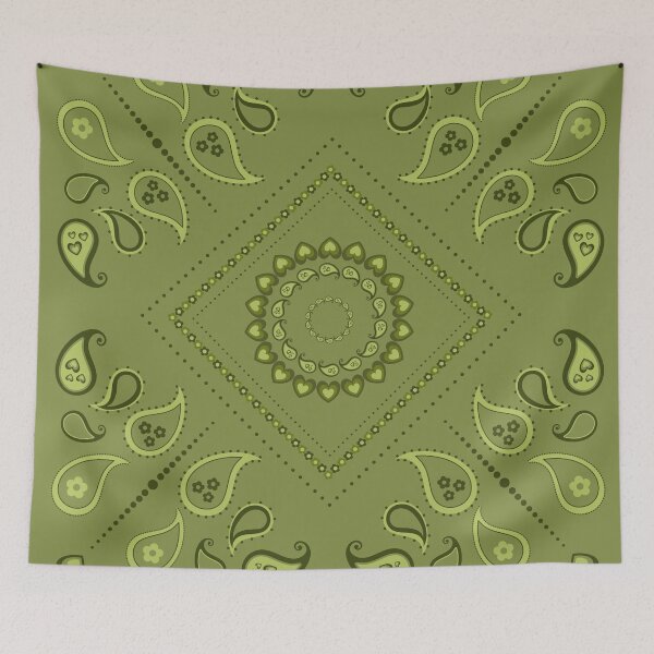 Item preview, Retro 70s Green Bandana Dress Vintage Print designed and sold by ClaudiaFlores.
