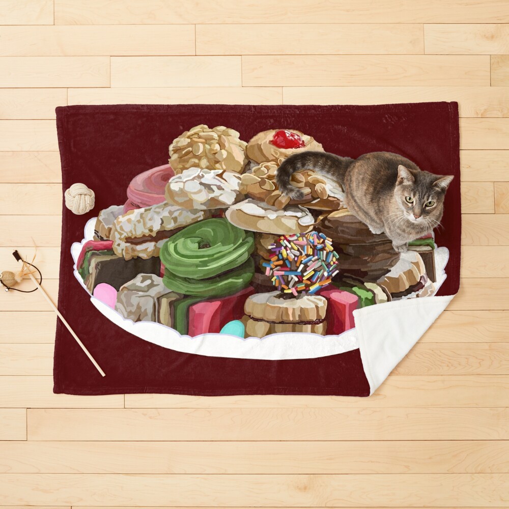 Italian Assorted Colorful Cookie Platter Tray  Pet Blanket