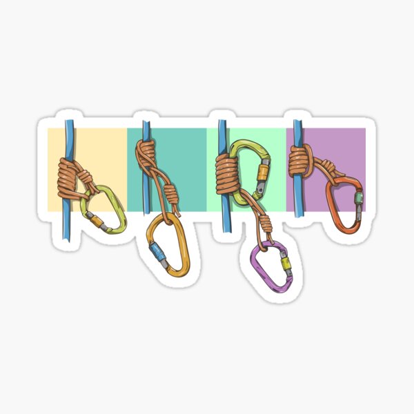 Rack of rock climbing gear Sticker for Sale by piedaydesigns