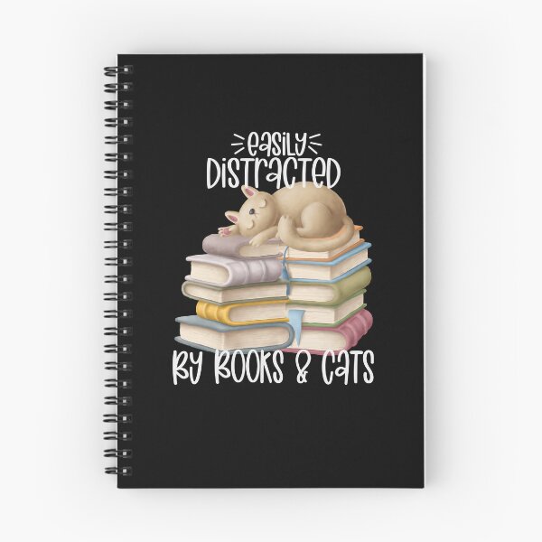 Item preview, Easily Distracted By Books And Cats, Cute Kittie Cat on Stack of Books designed and sold by PrintedKat.