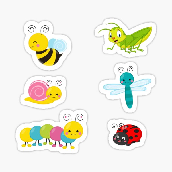 Cute and Happy Bug Stickers, Kawaii Bugs Sticker