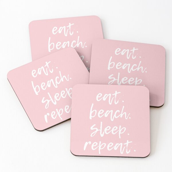 Item preview, eat. beach.sleep. repeat (White & Light Pink) designed and sold by lunabethdesigns.
