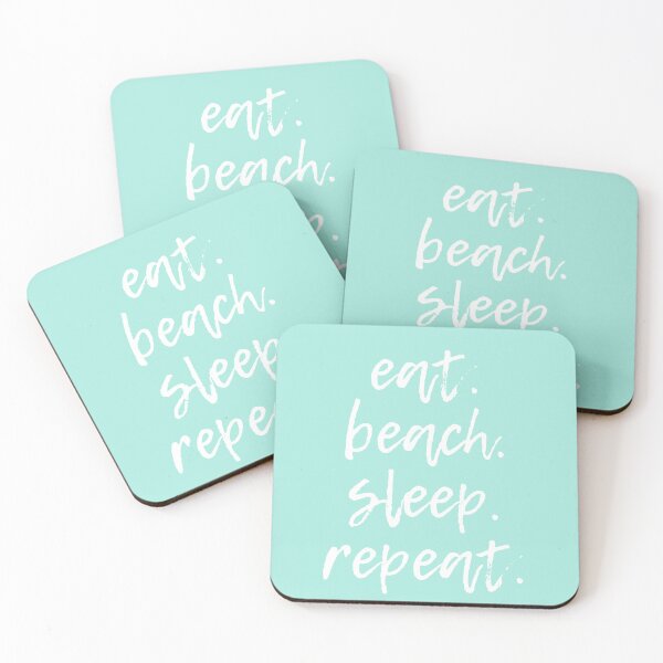 Item preview, Eat. Beach. Sleep. Repeat (White & Light Turquoise) designed and sold by lunabethdesigns.