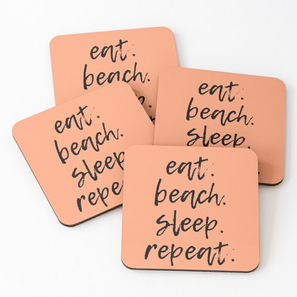 Item preview, eat. beach.sleep. repeat (Black & Coral) designed and sold by lunabethdesigns.