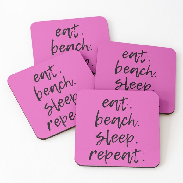 Item preview, Eat. Beach. Sleep. Repeat (Black & Fuschia) designed and sold by lunabethdesigns.