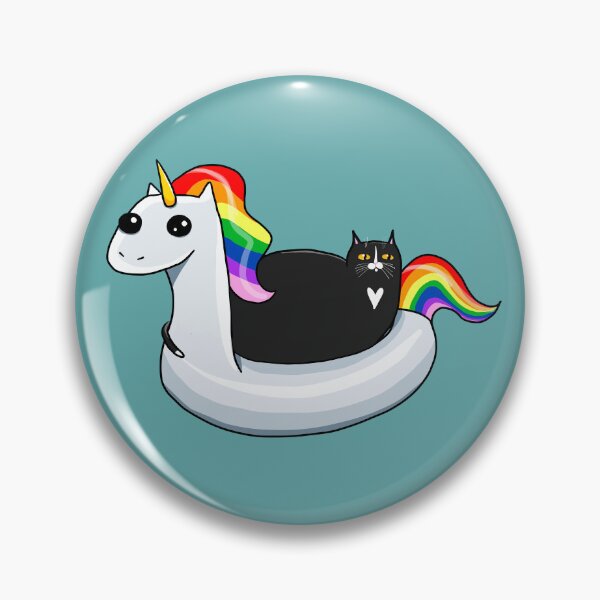 Item preview, Chonky Cat on a Rainbow Unicorn Floatie designed and sold by KilkennyCat Art.