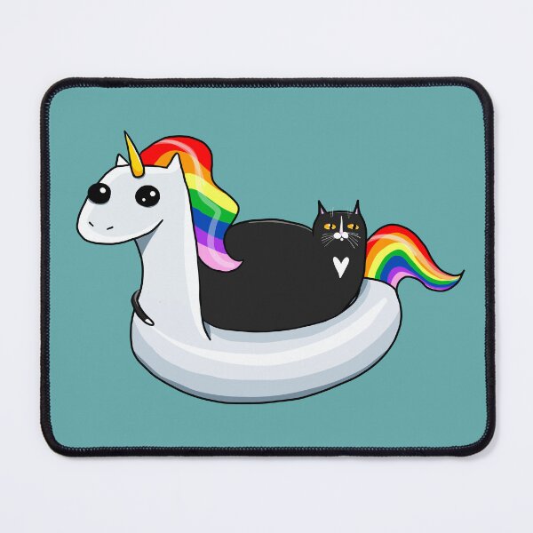 Item preview, Chonky Cat on a Rainbow Unicorn Floatie designed and sold by KilkennyCat Art.