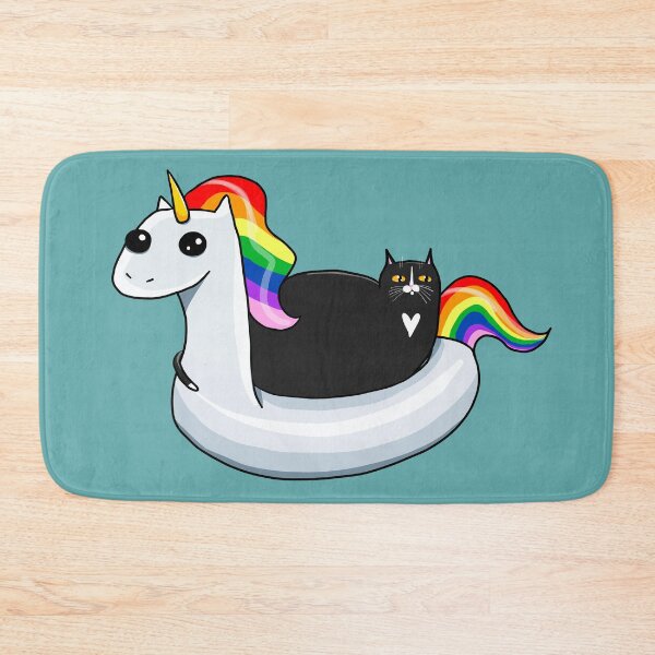 Item preview, Chonky Cat on a Rainbow Unicorn Floatie designed and sold by KilkennyCat Art.