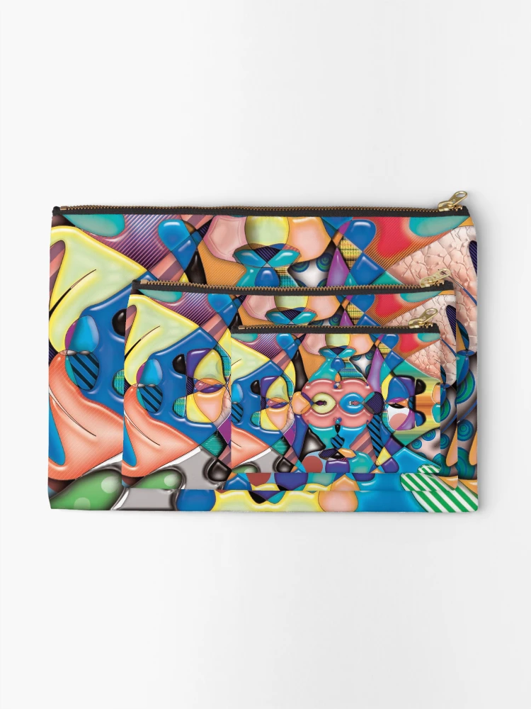 Thumbnail 2 of 4, Zipper Pouch, psychedelic patchwork designed and sold by Kevin Bouffard.