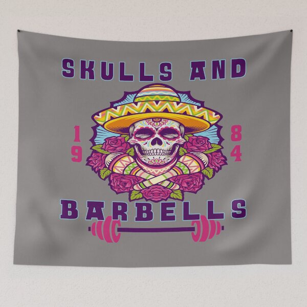 Item preview, Dia De Los Muertos Sugar Skull Mexico Sombrero & Barbell For Light Colors designed and sold by DigitalInspired.