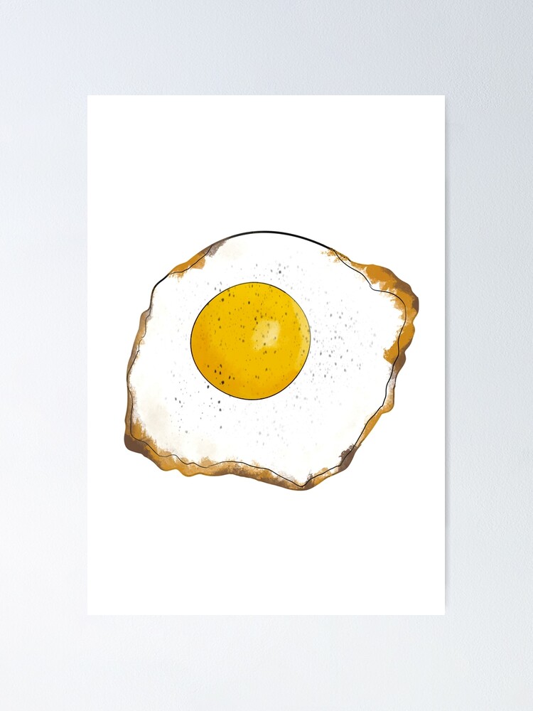 One Fried Egg On Blue Paper Creative Food Concept In Minimal Top