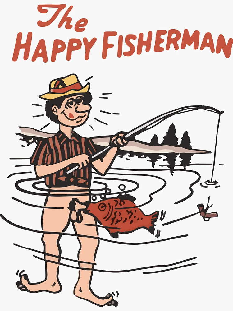 The Happy Fisherman Sticker for Sale by peyxen