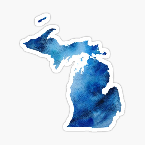 Michigan Blue Watercolor Silhouette Sticker
