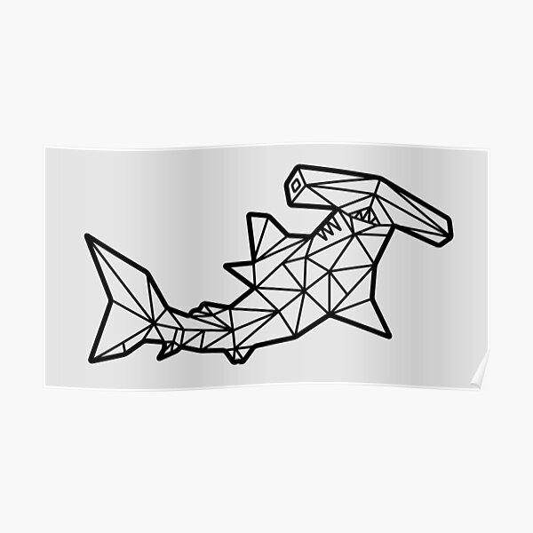 Geometric Hammerhead Shark Frame Poster