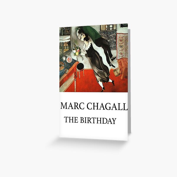 Aperçu de l'œuvre Affiche d'exposition d'anniversaire de Marc Chagall, L'anniversaire (1915) par Marc Chagall créée et vendue par TeeARTHY.