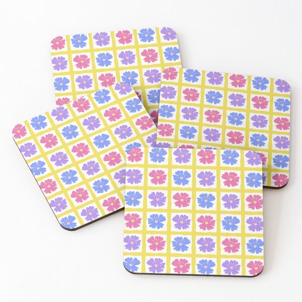 Item preview, Yellow Grid With Flower Pattern designed and sold by KeksWorkroom.