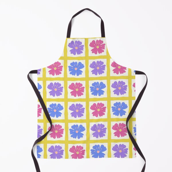Item preview, Yellow Grid With Flower Pattern designed and sold by KeksWorkroom.