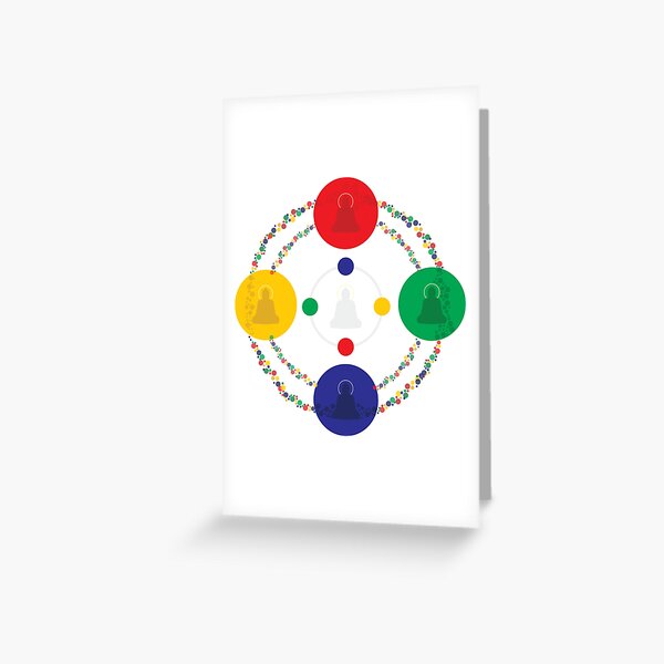 Item preview, Minimalist Mandala of the 5 Buddhas Print designed and sold by DharmaArts.