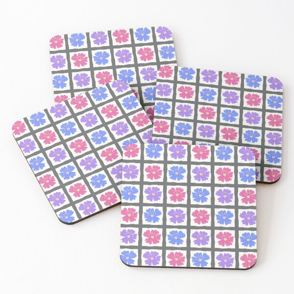 Item preview, Gray Grid With Flower Pattern designed and sold by KeksWorkroom.