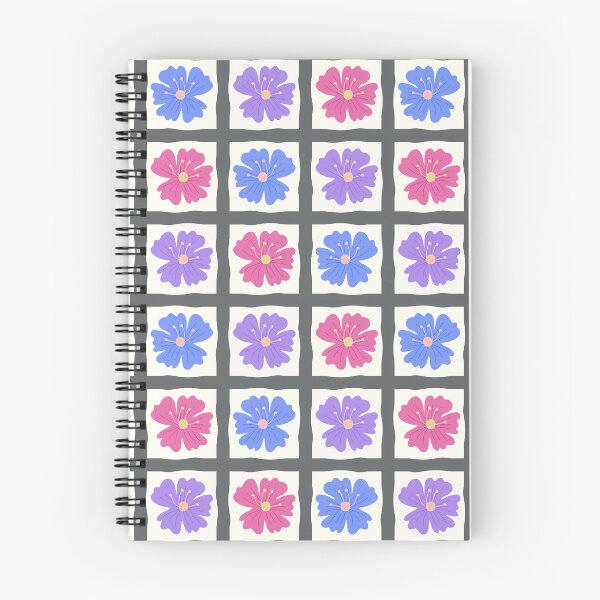 Item preview, Gray Grid With Flower Pattern designed and sold by KeksWorkroom.