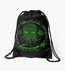 In his house at R'lyeh dead Cthulhu waits dreaming GREEN Drawstring Bag