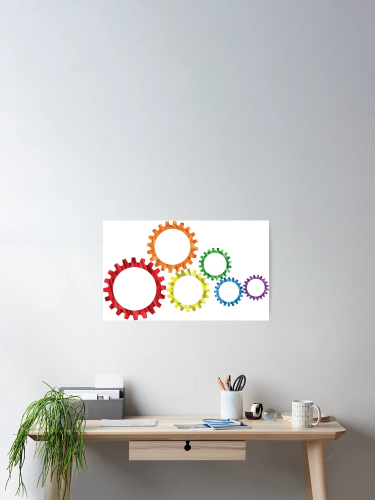 Thumbnail 2 of 3, Poster, Colourful Cogs designed and sold by Designrascal.