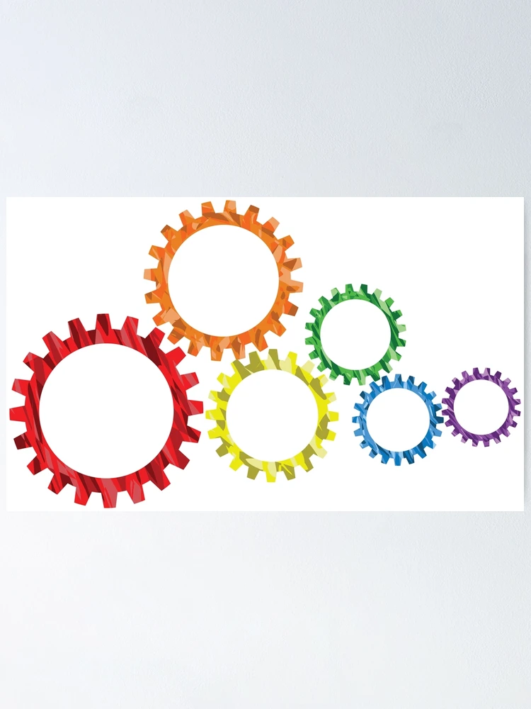 Thumbnail 1 of 3, Poster, Colourful Cogs designed and sold by Designrascal.