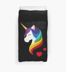 Unicorn with rainbow mane. Duvet Cover