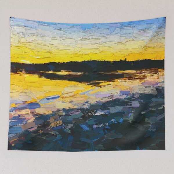 Item preview, Sunset on the water abstract oil painting designed and sold by Travelways.