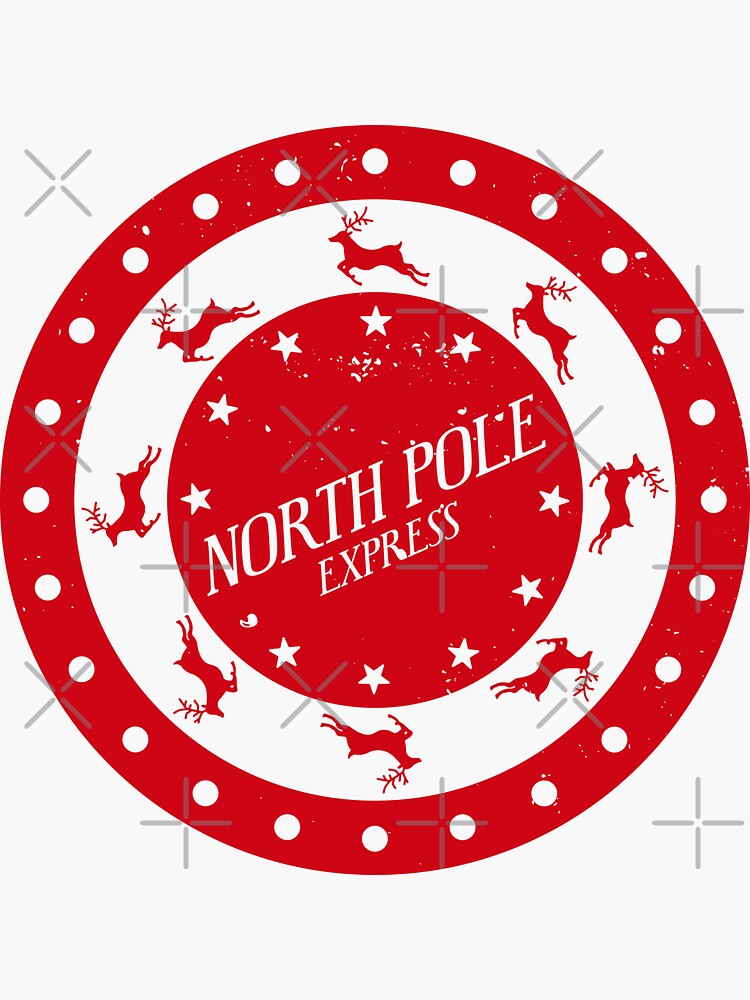 North Pole Express Mail Stamps Sticker for Sale by Nakikej