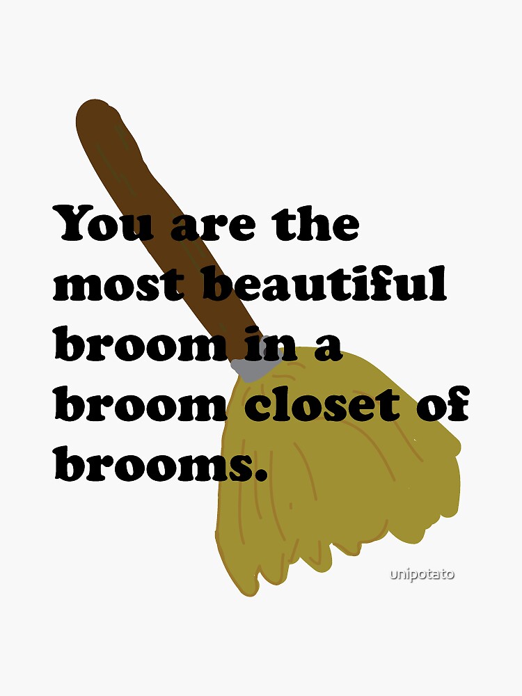 "You are the most beautiful broom in a broom closet of brooms." Sticker