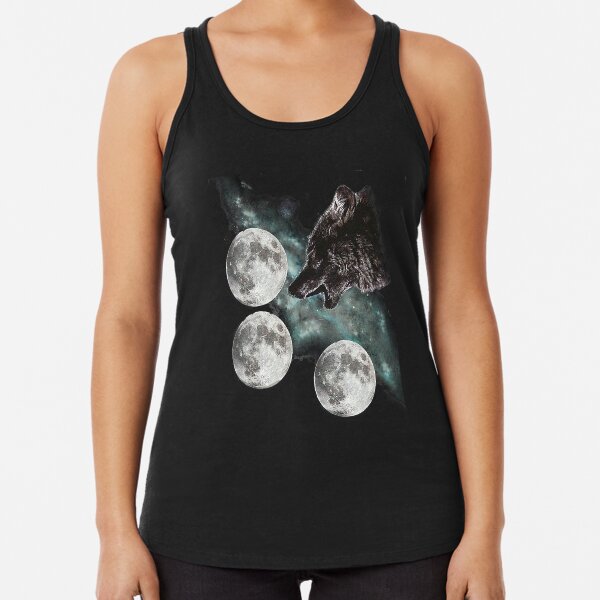 Thee Wolf Howling And Moon Tank Top - Amazon.co.uk