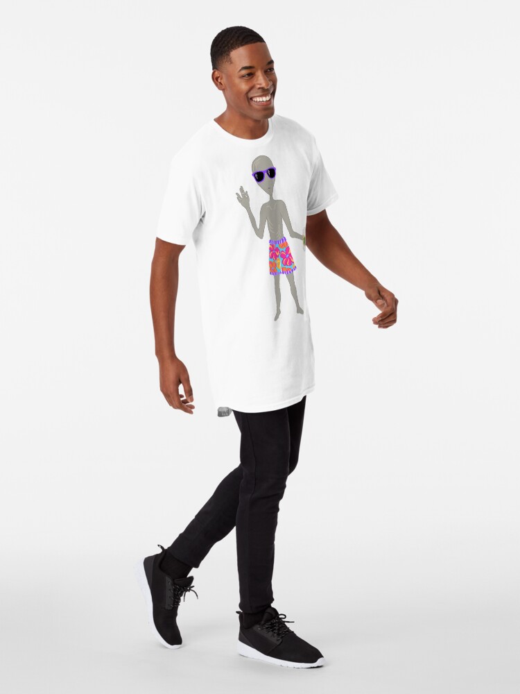 Alternate view of Awkward Alien Surfer With Coffee Long T-Shirt