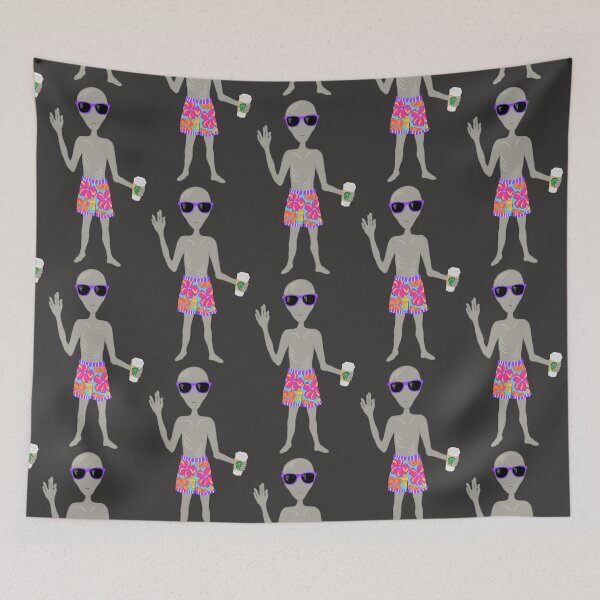 Item preview, Awkward Alien Surfer With Coffee designed and sold by theartofvikki.