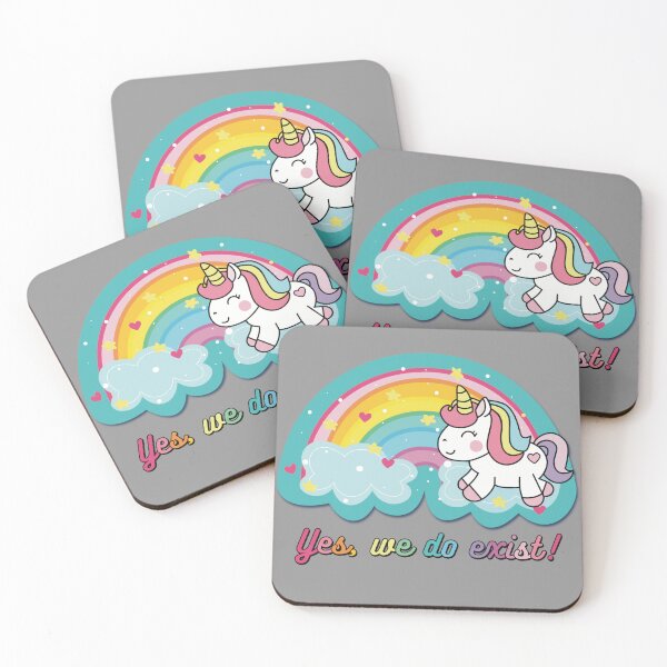 Item preview, Unicorns!!!! Yes, We Do Exist! Cute Kawaii Unicorn with Rainbow & Clouds designed and sold by MunsyArt.