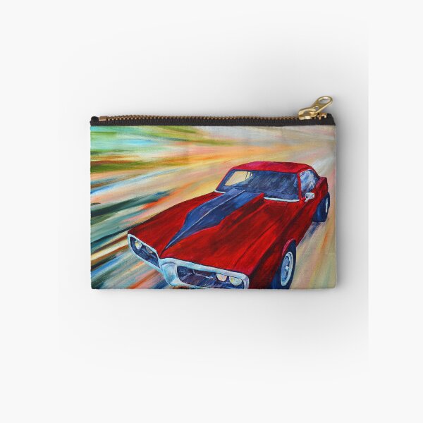 Item preview, Classic Red Pontiac Firebird American muscle car with abstract speed affect background designed and sold by Umdash919.