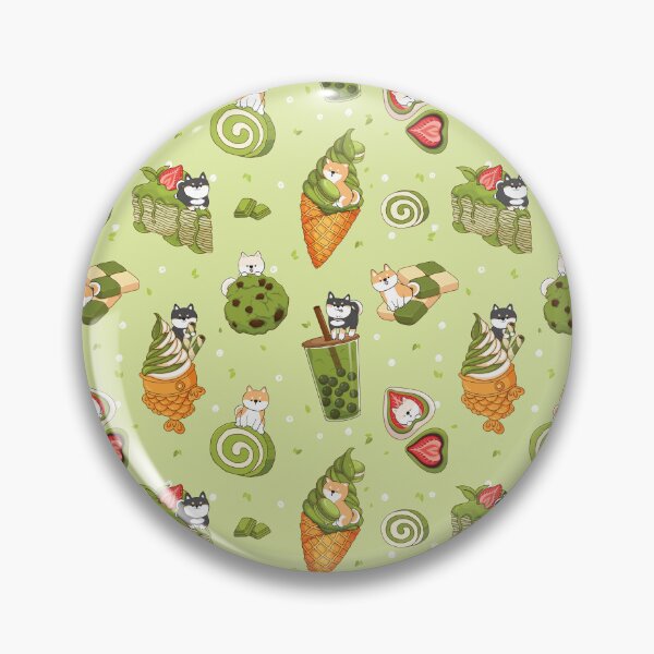 Item preview, Kawaii Shiba Inu with Matcha Taiyaki Bubble Tea Cake Ice Cream - Green designed and sold by Lulupainting.