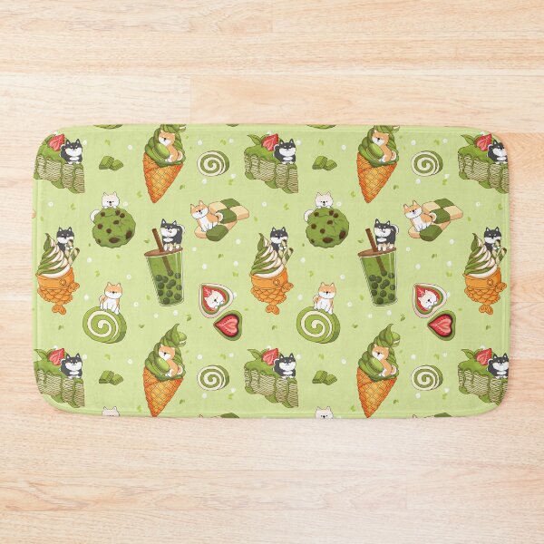 Item preview, Kawaii Shiba Inu with Matcha Taiyaki Bubble Tea Cake Ice Cream - Green designed and sold by Lulupainting.