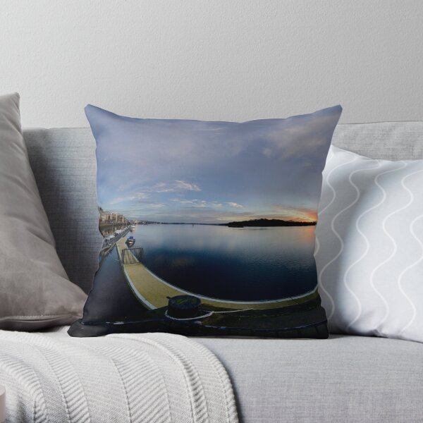 Dawn Calm at Foyle Marina, Derry, N.Ireland Throw Pillow