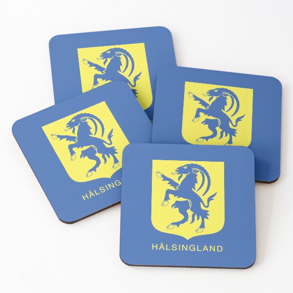 Item preview, Rampant Goat, the Coat of Arms of Hälsingland, Sweden, Yellow Print (Svenska Landskap) designed and sold by Landskapsbutiken .com.