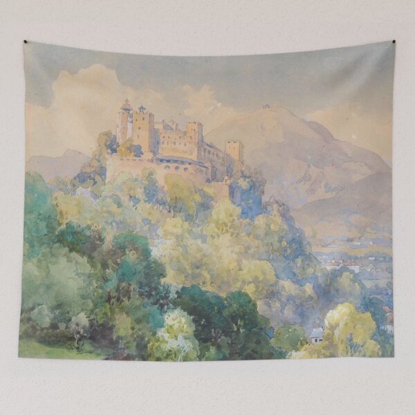 Artikelvorschau, Blick auf die Festung Hohensalzburg von der Richterhöhe von Edward Theodore Compton entworfen und verkauft von LoveSeasonz.